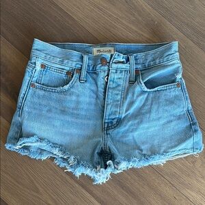 Madewell Blue Jean Shorts with Frayed Hem